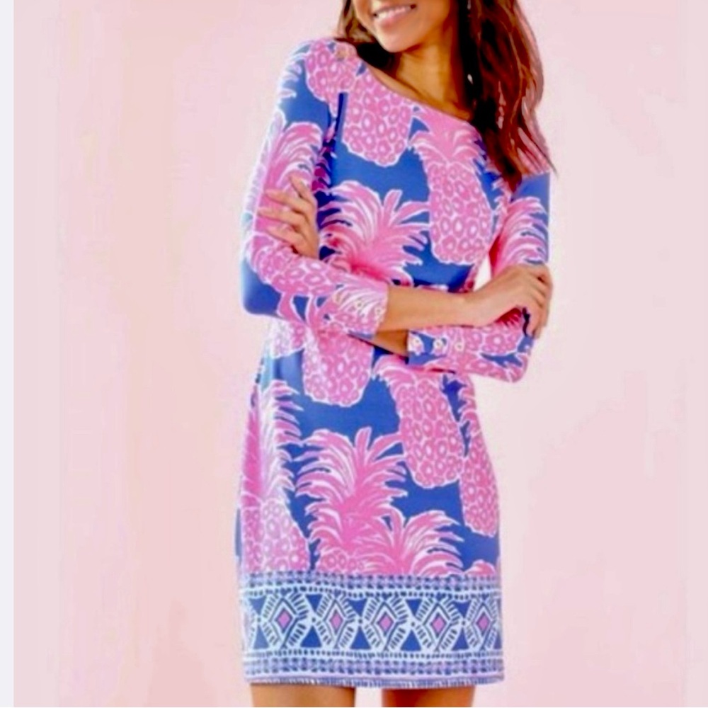 NWT Lilly Pulitzer UPF50+ Tropical Pineapple Summer Resort Dress Sz XXS